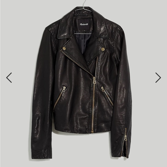 Madewell Washed Motorcycle Leather Jacket: Brass Hardware Edition - Picture 12 of 13